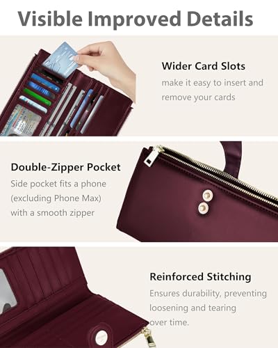 Image of Women's Slim Wallet,Thin RFID Card Holder with Zipper Pocket | 12 Slot Wallet Organizer, Large Capacity, Vegan Leather, Coin Purse, Cash Compartment, Travel Wallet, Women Gift