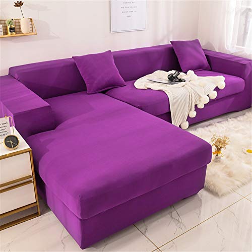 QBFT Color Sólido Todo Incluido Funda De Sofá Elastica Antideslizante Funda Cubre Sofá Universal Transpirable Funda para Sofá 1 Pieza para Chaise con Reposabrazos EtcP-3 Seater