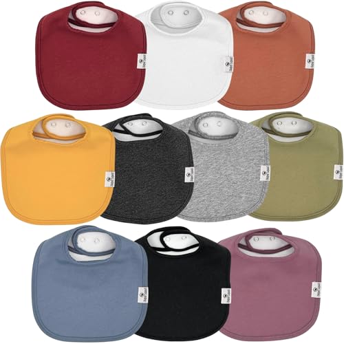 DiaperSquad's 10-Pack Baby Bibs for Drooling and Teething, Bibs for Boys, Baby Girl - Solid Cotton Baby Drool Bibs (Earthy Color Traditional)