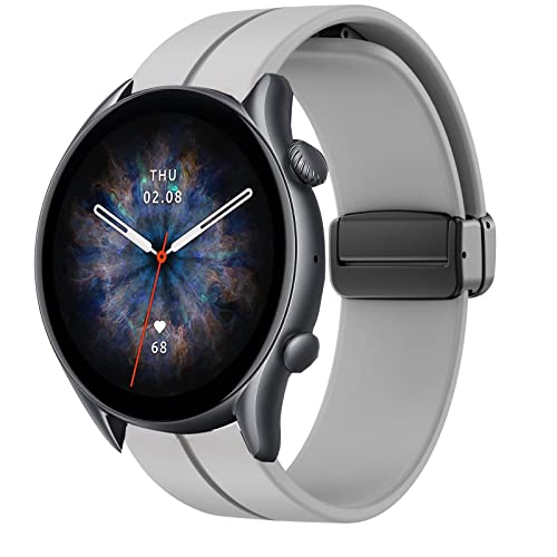 Bracelet de rechange Amazfit GTR 4 magnétique en silicone gris Falcon GTR 2