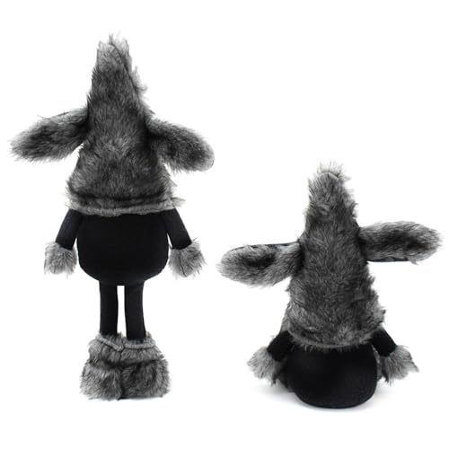 FANSHINUO Schwarzer Hund Zwerge Modell Plüschfigur Puppen stehend sitzend skandinavisch schwedische Tomte Skulptur Figur Party Decors Plüsch Hund Zwerge Figur
