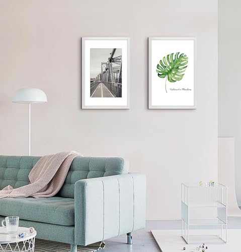 Image of Frametory, 16x24 Picture Frame with Mat for 12x18 Picture - High Definition Glass Wide Molding - Preinstalled Wall Mounting Hardware (White, 1 Pack)