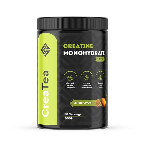 CreaTea - 100% Creatine Monohydrate Powder - Lemon Flavor, 500g - Vegan, Boosts Muscle Gain, Strength & Performance - Tea Experience