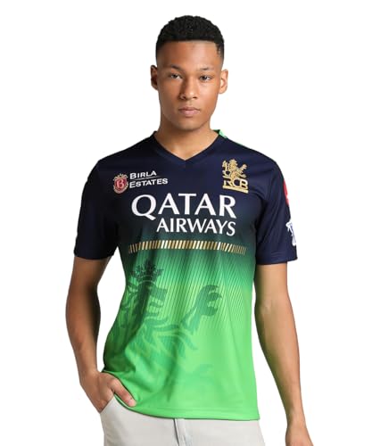 Puma Men, RCB Replica Jersey Mens 2025, Navy-Parakeet Green, S (71373402)