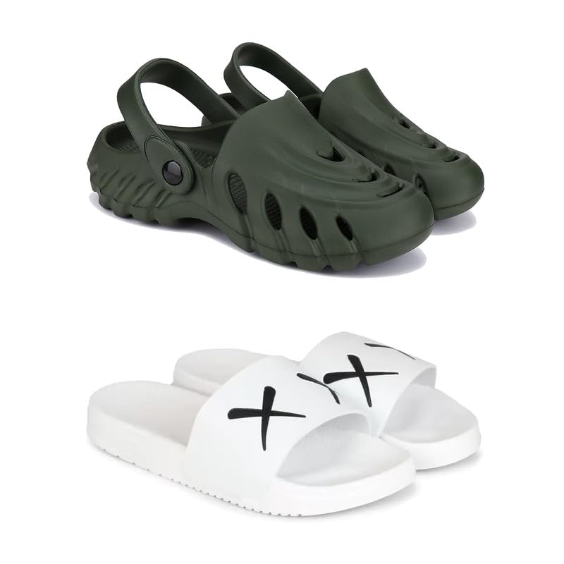 WINGSCRAFT Lightweight Classic Clogs || Sandals with Slider for Men-Combo(2)-3137-3029-7 White-3214-picture-44