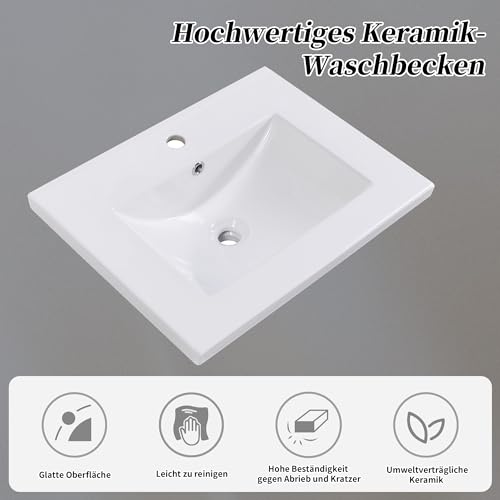 Mueble de baño gris claro de 60 cm con lavabo Ceic para espacios pequeños 4