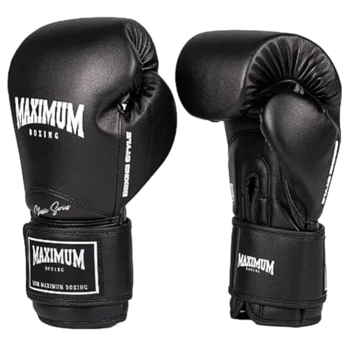 Luva de Boxe Muay Thai Kickboxing Maximum New Classic Black (16oz)