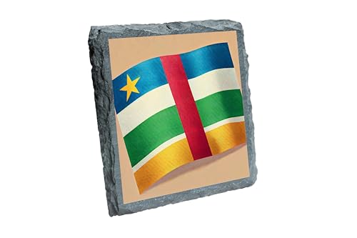 Dessous de verre en ardoise avec drapeau de la République centrafricaine – Sous-verre en pierre durable pour la maison et le bureau [slco-kf25-1876]