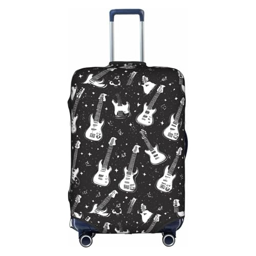 Rock And Roll Themed Travel Luggage Cover Elastic Suitcase Protector Washable Baggage Covers For Trunk Case Fits 18-21 Inch Luggage