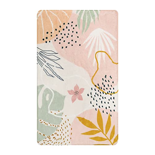 Lahome Pink Washable Living Room Area Rug - 3X5 Small Rugs For Bedroom Non-Slip Throw Soft Nursery Kids Room Low-Plie Boho Botanical Print Carpet For Kitchen Entryway Office Bath Laundry Dining Room thumb #2