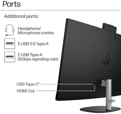 Image of HP 27-inch All-in-One Computer, AMD Ryzen 7 7730U, 16GB RAM, 1TB PCIe SSD, FHD IPS Touchscreen, Wi-Fi 6, USB-C, HDMI 2.0, Ethernet, Windows 11 Pro, for Business, Home Office & Everyday Productivity
