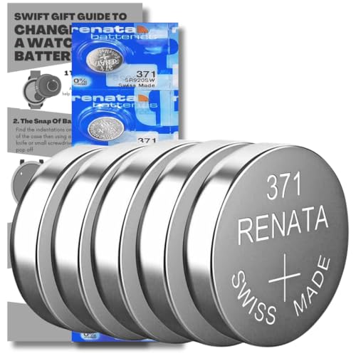 SR920SW Watch Batteries 371-5 x Renata 371 Swiss Made Equivalent to SR920SW Replacement Cell Button Watch Battery Replacement Kit for Watches with Swift Gift UK Fitting Guide