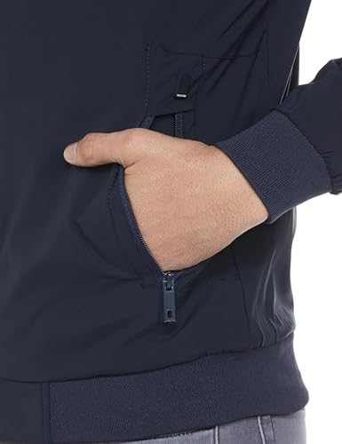 Image of Qube By Fort Collins Men's Lightweight Bomber Jacket with Fur Lining - Fleece-Lined Winter Jacket for Men | Full Zip Warm High Neck Jacket with Stand Collar & Zip Pockets for Winter Wear & Daily Use