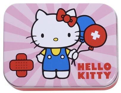 Hello Kitty Pink Pansements pour enfants Produit sous licence - Boîte en métal - 24 pansements - Beau design - Boîte de rangement pour enfants - Convient pour sac à dos - Sac à main