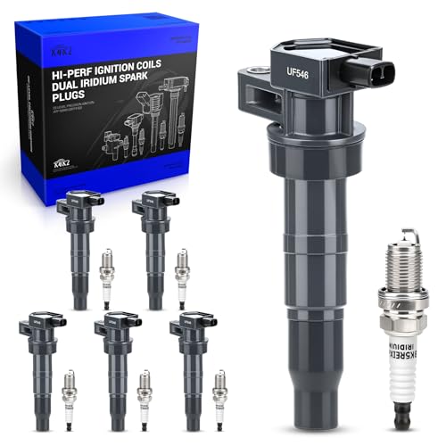 Image of UF546 Ignition Coil & 4503 Double Iridium Spark Plug For 10-19 Kia Sorento | Sedona K900 /Hyundai Santa Fe XL Azera Genesis Coupe V6 3.3L 3.5L 3.8L Replaces# 273013C000 GN10560