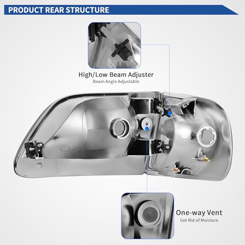 Image of OEDRO Halogen Headlights Replacement w /Corner Parking Set Compatible with 1997-2003 Ford F150 / 97-02 Expedition Smoke Lens Left+Right