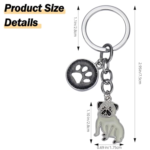 WEWAYSMILE Welpe Schlüsselanhänger, Hunde Schlüsselanhänger, Niedlicher Welpe-Schlüsselanhänger, Für Dekor Auto Schlüsselanhänger Tag Personalisierte Geschenk, Länge: 2.95 Zoll/7.5 cm (Mops)