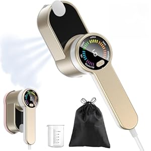 PKBD Travel Iron Handheld Clothes Steamer,Travel Steamer for Clothes Wrinkle Remover-Steamer Iron with LED Screen 6 Speed Steam 10S Rapid Heating-1200W Portable Clothes Steamer for Home & Travel,Gold