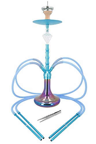 Smokezilla® MINYA 4S 4-Schlauch-Set Aluminium Rainbow Shisha | Spitze Optik mit Regenbogen Bowl und Diamond…