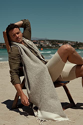 Smyrna Vintage Series Original Turkish Beach Towel | 100% Cotton, Prewashed, 37 X 71 Inches | Turkish Bath Towel For Spa, Beach, Pool, Gym And Bathroom (Beige) #TOP1
