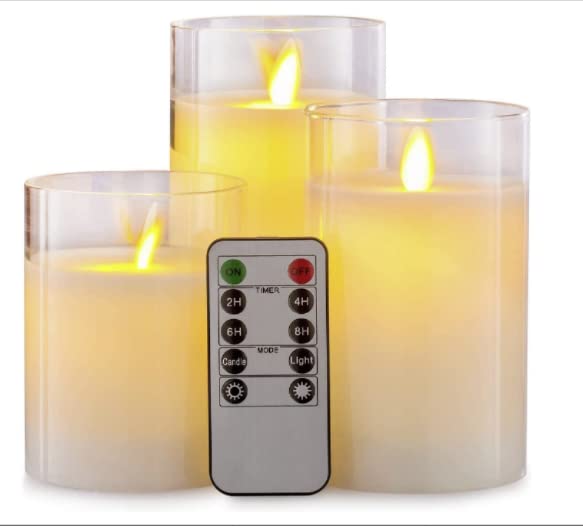 専用 キャンドル3点 LEDキャンドルライト3点セット 本物のロウ リモコン式 乾電池式