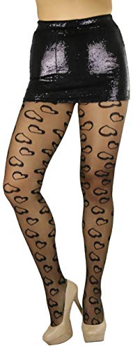 Image of ToBeInStyle Women's Valentine Day Themed Opaque Sheer Pantyhose w /Heart Love