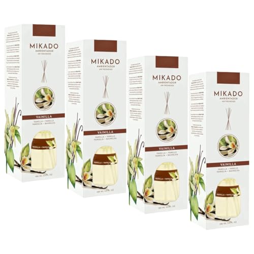 Pack de 4 Ambientadores Mikado 100 ml -Vainilla-Aroma floral y envolvente para tu hogar.