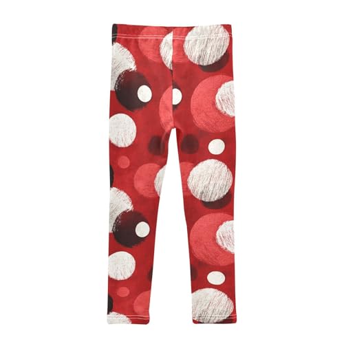 Polka White Dots on Red Background Kids Baby Girls Cotton Pants Stretch High Waisted Lounge Pants Gym2