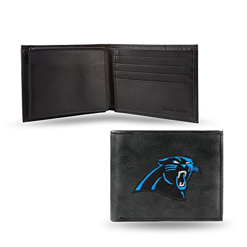 Image of Rico Industries NFL Embroidered Leather Billfold Wallet, Carolina Panthers, 3.25 x 4.25-inches