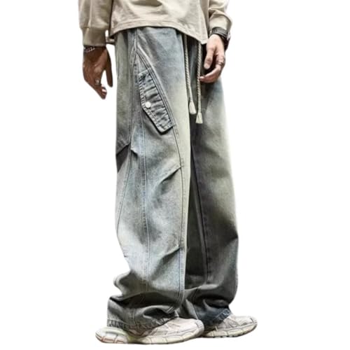 CosTribe Mens Baggy Jeans Wide Track Leg Y2k Hip Hop Baggy Jeans Wide Leg Denim Pants Goth Parachute Pants