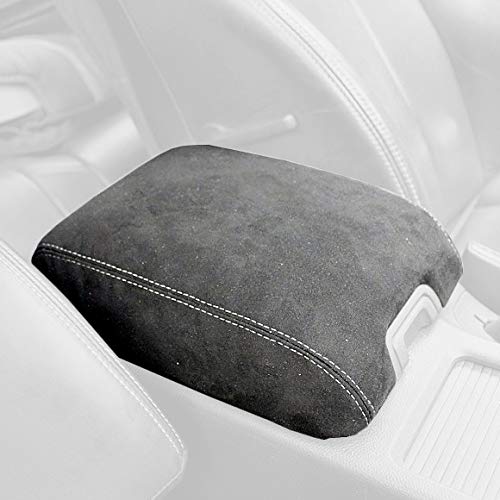 RedlineGoods armrest Cover - Type 1 Compatible with Infiniti G37 (V36) 2008-13. Tailor Made - not Universal. Genuine top-Grade Italian Black Suede (Alcantara) with Red Thread