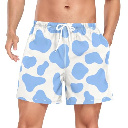 Bañador de secado rápido para hombre traje de baño de playa estampado vaca azul