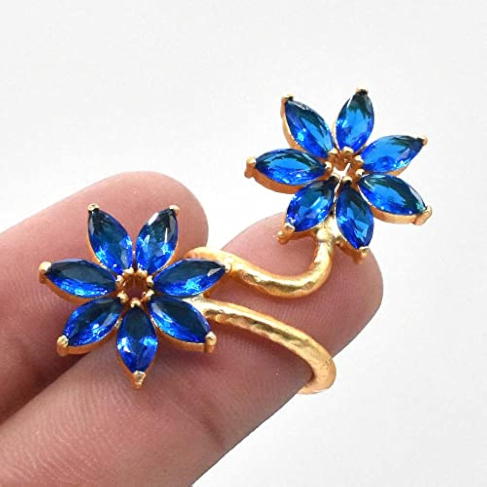 Nimbark Tanzanite Quartz Gold Plated Adjustable Ring