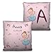 LolaPix Cojín Decorativo Infantil. Regalo bebé. Regalo Personalizado con Nombre. Fecha/Inicial. Cojín con Relleno Incluido. Varios diseños. Bebé Bailarina Azul