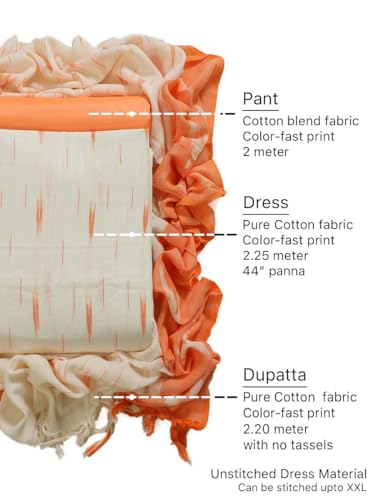 Image of Sun Fashion And Lifestyle Cotton Ikkat Print Unstitched Dress Material, Kurta Set for Women with Dupatta (Ikkat 2, Free Size)