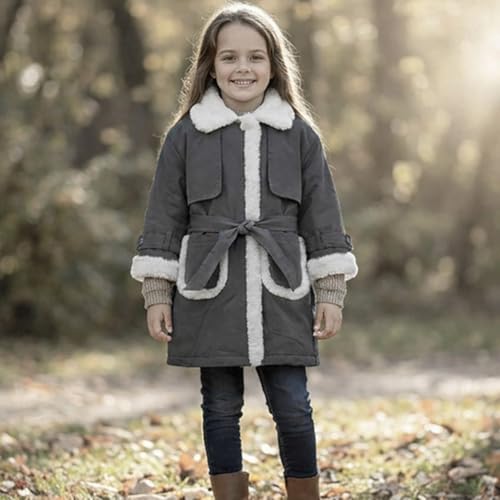 Image of Bold N Elegant Girl 3 /4th Sleeve Winter Party Overcoat Warm Long Quilted Fur Coat Jacket for 5 to 10 Year Girls