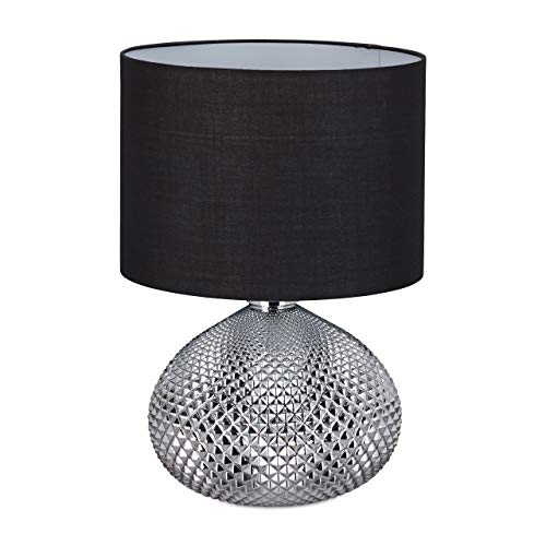 Relaxdays Nachttischlampe, moderne Tischlampe, Lampenschirm, elegant,...