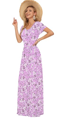Image of AUSELILY Women's Classic Short Sleeve Loose Plain Casual Long Maxi Dresses for Women 2026