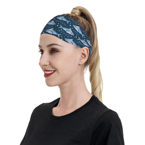 Manqinf Shark Animal Headbands Non Slip Sweatband Fashion Summer Hair Bands For Tennis,Basketball,Running,Gym,Working Out thumb #7