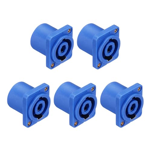 QUARKZMAN 5 Piezas Conector De Altavoz De 4 Polos Twist Lock NL4 Conector XLR De 1 Pulgada Panel Montable para Micrófono Y Altavoz De La Serie NL4 Azul
