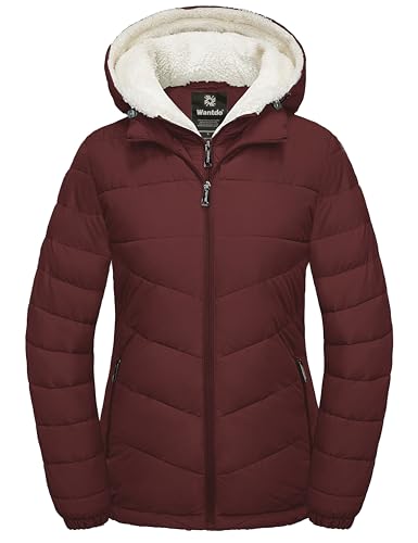 wantdo Women's Quilted Winter Coats Hooded Warm Puffer Jacket with Fleece Hood