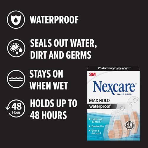 image for Nexcare Max Hold Waterproof Bandages, Comfortable, Low-Profile Film Fi