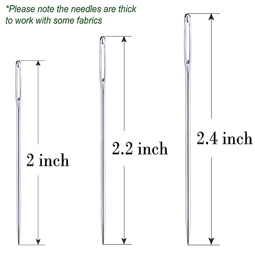 15 Large-Eye Hand Sewing Needles - 3 Sizes Big Eye Stitching Needles And 3 Clear Storage Tubes #TOP2