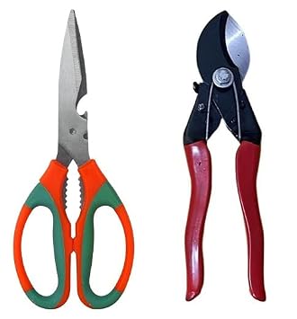 Aarav Red Heavy Duty Double Cut/Pruner Cutter/Plant Cutter and Garden Scissors - Set of 2