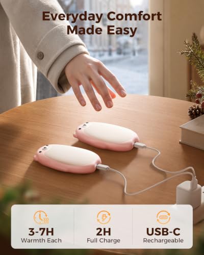 SWEETFULL Bär Handwärmer Elektrisch 2 Pack, Rosa – Ansicht 4