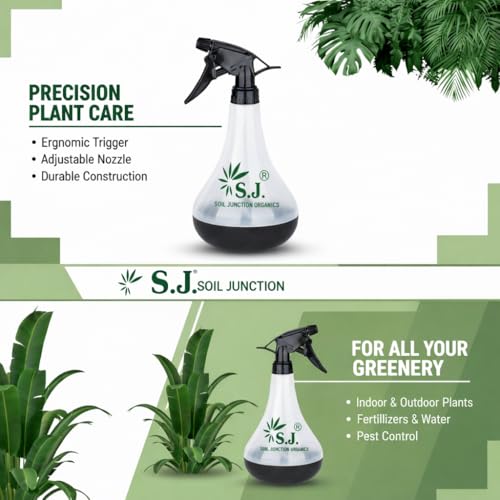 Image of SJ Organics 770ml Spray Bottle for Plants, Compact Water Spray Bottle, Garden with Adjustable Nozzle, Leak-Proof Hand, Multi-Purpose use, Transparent Sprayer for Lawn Garden