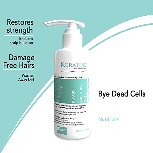 Image of Keratin Hair Mask Infused with Keratin, Almond Oil, Jojoba Oil and Shea Butter for Curly Wavy and Straight Hair - Sulfate Free Mask for Dry Damaged or Color Treated Hair | Made in India