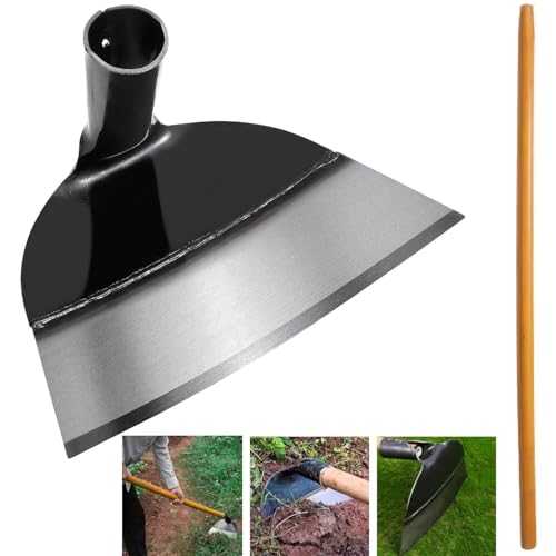 WY8 Heavy-Duty Garden Hoe Steel Hoe Head with 1.2m Handle Durable Weeding Digging & Cultivating Tool for Gardening Farming Landscaping & Soil Preparation Strong & Rust-Resistant (26cm)