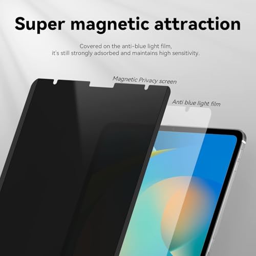 Image of Magnetic Privacy Screen Protector Compatible With iPad Air 5th 4th Generation 10.9 Inch & iPad Pro 11(2018 /2020 /2021 /2022), Removable Anti Blue Light Glare Spy Private Filter Black Security Screen Cover