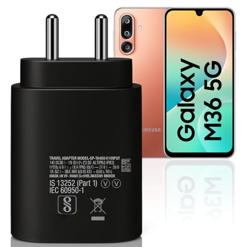 Image of Original 25Watt Only Adapter Compatible with Samsung M32S - M32 5G - M22 - M62 - M51 - M13- M23- M33 5G - M54 5G - M34 5G - A10e - A21s - A31s - A71s - A11s - A12e - A101 Core - Black